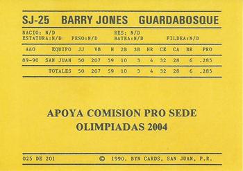 1989-90 BYN Puerto Rican Winter League #25 Barry Jones Back