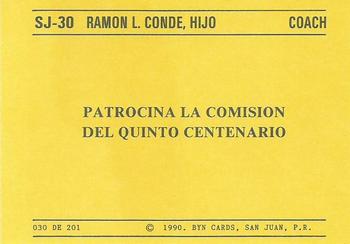 1989-90 BYN Puerto Rican Winter League #30 Ramon L. Conde Jr. Back