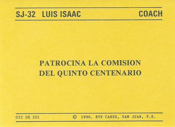 1989-90 BYN Puerto Rican Winter League #32 Luis Isaac Back