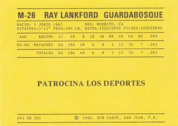 1989-90 BYN Puerto Rican Winter League #93 Ray Lankford Back