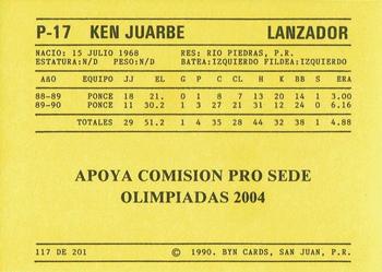 1989-90 BYN Puerto Rican Winter League #117 Ken Juarbe Back