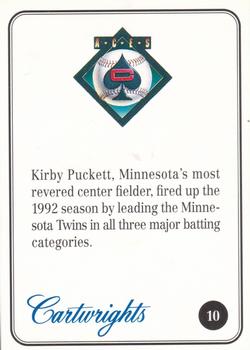 1992-93 Cartwrights Aces #10 Kirby Puckett Back