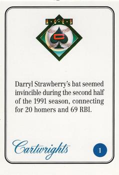 1992-93 Cartwrights Aces #1 Darryl Strawberry Back