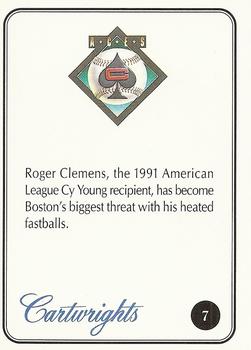 1992-93 Cartwrights Aces #7 Roger Clemens Back