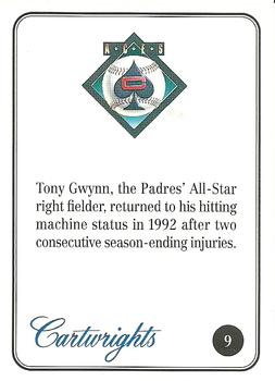 1992-93 Cartwrights Aces #9 Tony Gwynn Back