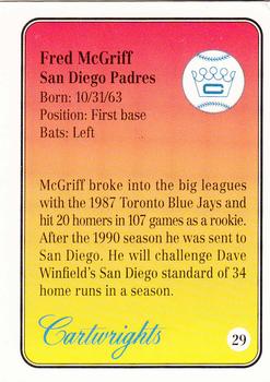 1992 Cartwrights Players Choice #29 Fred McGriff Back