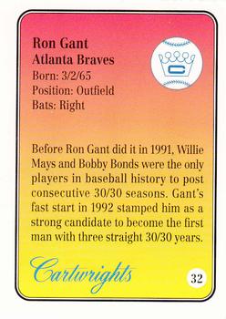 1992 Cartwrights Players Choice #32 Ron Gant Back