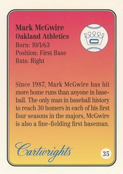 1992 Cartwrights Players Choice #35 Mark McGwire Back