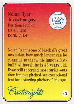 1992 Cartwrights Players Choice #43 Nolan Ryan Back