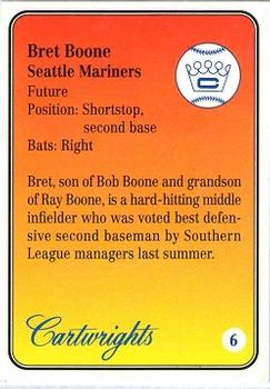 1992 Cartwrights Players Choice Silver #6 Bret Boone Back