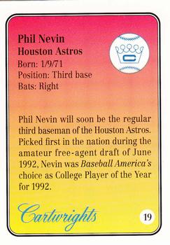 1992 Cartwrights Players Choice Silver #19 Phil Nevin Back
