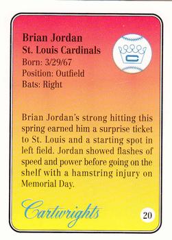 1992 Cartwrights Players Choice Silver #20 Brian Jordan Back