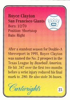 1992 Cartwrights Players Choice Silver #23 Royce Clayton Back