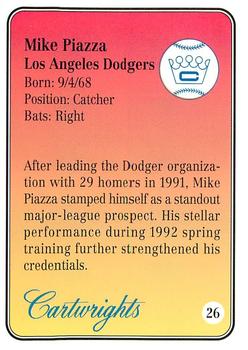 1992 Cartwrights Players Choice Silver #26 Mike Piazza Back