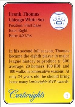 1992 Cartwrights Players Choice MVP #1 Frank Thomas Back