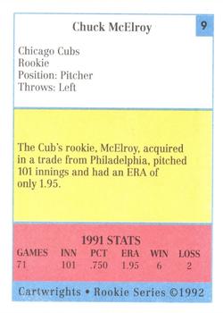 1992 Cartwrights Players Choice Rookie Series #9 Chuck McElroy Back