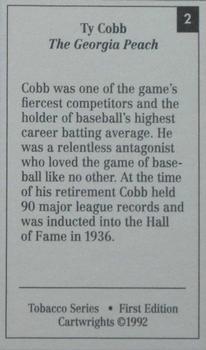 1992 Cartwrights Tobacco Series #2 Ty Cobb Back