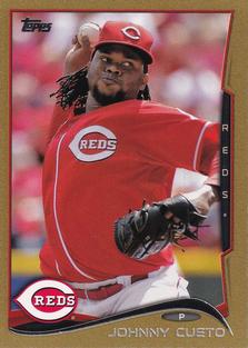 2014 Topps Mini - Gold #16 Johnny Cueto Front