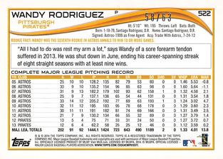 2014 Topps Mini - Gold #522 Wandy Rodriguez Back