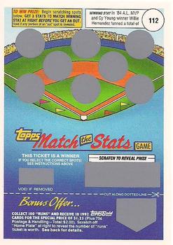 1992 Topps - Match the Stats Game #NNO Willie Hernandez Front