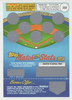 1992 Topps - Match the Stats Game #NNO Don Drysdale Front