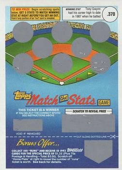 1992 Topps - Match the Stats Game #NNO Tony Gwynn Front