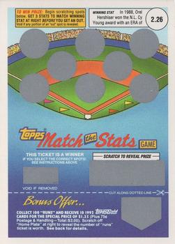 1992 Topps - Match the Stats Game #NNO Orel Hershiser Front