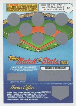 1992 Topps - Match the Stats Game #NNO Mickey Mantle Front