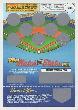 1992 Topps - Match the Stats Game #NNO Sam McDowell Front