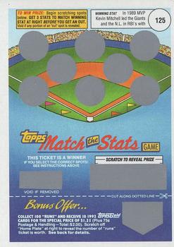 1992 Topps - Match the Stats Game #NNO Kevin Mitchell Front