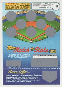 1992 Topps - Match the Stats Game #NNO Cal Ripken Front
