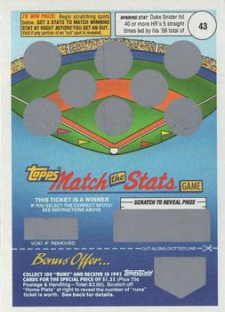 1992 Topps - Match the Stats Game #NNO Duke Snider Front