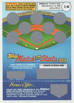 1992 Topps - Match the Stats Game #NNO Dave Stieb Front
