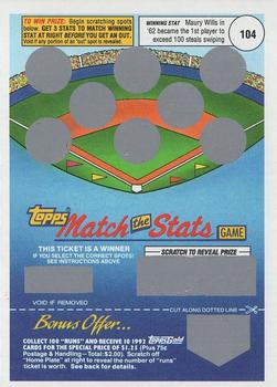 1992 Topps - Match the Stats Game #NNO Maury Wills Front