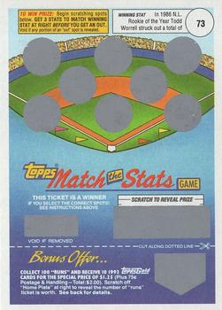 1992 Topps - Match the Stats Game #NNO Todd Worrell Front