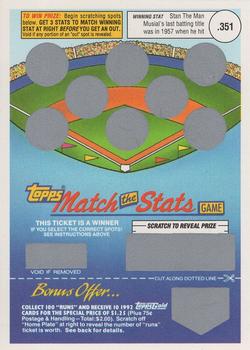 1992 Topps - Match the Stats Game #NNO Stan Musial Front