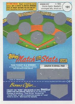 1992 Topps - Match the Stats Game #NNO Warren Spahn Front