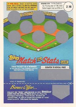 1992 Topps - Match the Stats Game #NNO Bret Saberhagen Front