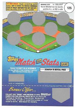 1992 Topps - Match the Stats Game #NNO Kevin Mitchell Front