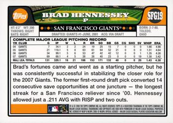 2008 Topps Emerald Nuts San Francisco Giants #SFG19 Brad Hennessey Back