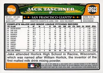 2008 Topps Emerald Nuts San Francisco Giants #SFG23 Jack Taschner Back