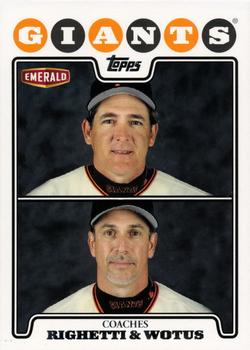 2008 Topps Emerald Nuts San Francisco Giants #SFG29 Dave Righetti / Ron Wotus Front