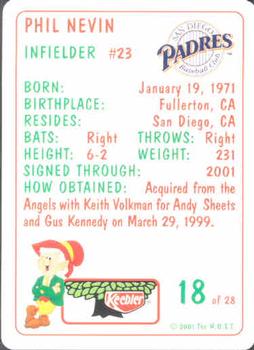 2001 Keebler San Diego Padres #18 Phil Nevin Back