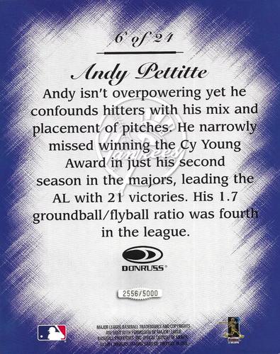 1997 Studio - Master Strokes 8x10 #6 Andy Pettitte Back