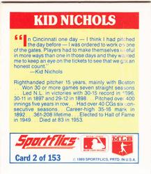 1989 Sportflics - The Unforgetables #2 Kid Nichols Back