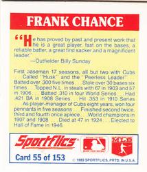1989 Sportflics - The Unforgetables #55 Frank Chance Back