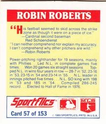 1989 Sportflics - The Unforgetables #57 Robin Roberts Back