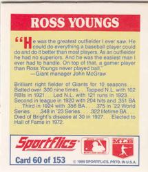 1989 Sportflics - The Unforgetables #60 Ross Youngs Back