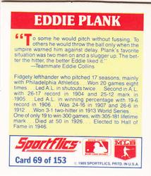 1989 Sportflics - The Unforgetables #69 Eddie Plank Back