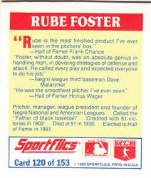 1989 Sportflics - The Unforgetables #120 Rube Foster Back